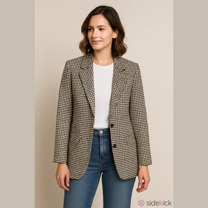 Retro 90's Houndstooth Wool Blend Oversized Preppy Ralphcore Blazer